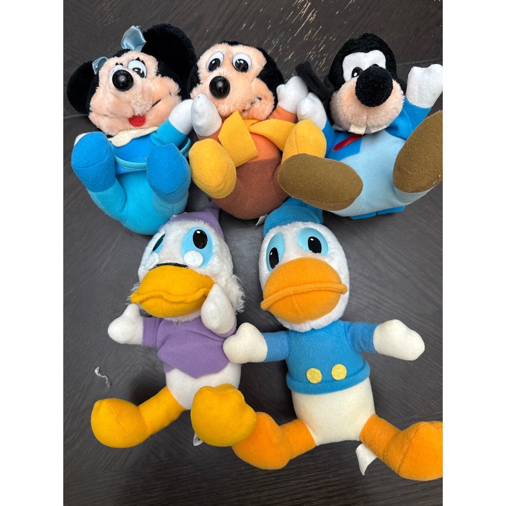 Vintage Disney Mickey's Christmas Carol Plush Set Mickey Minnie Donald Goofy 5pc